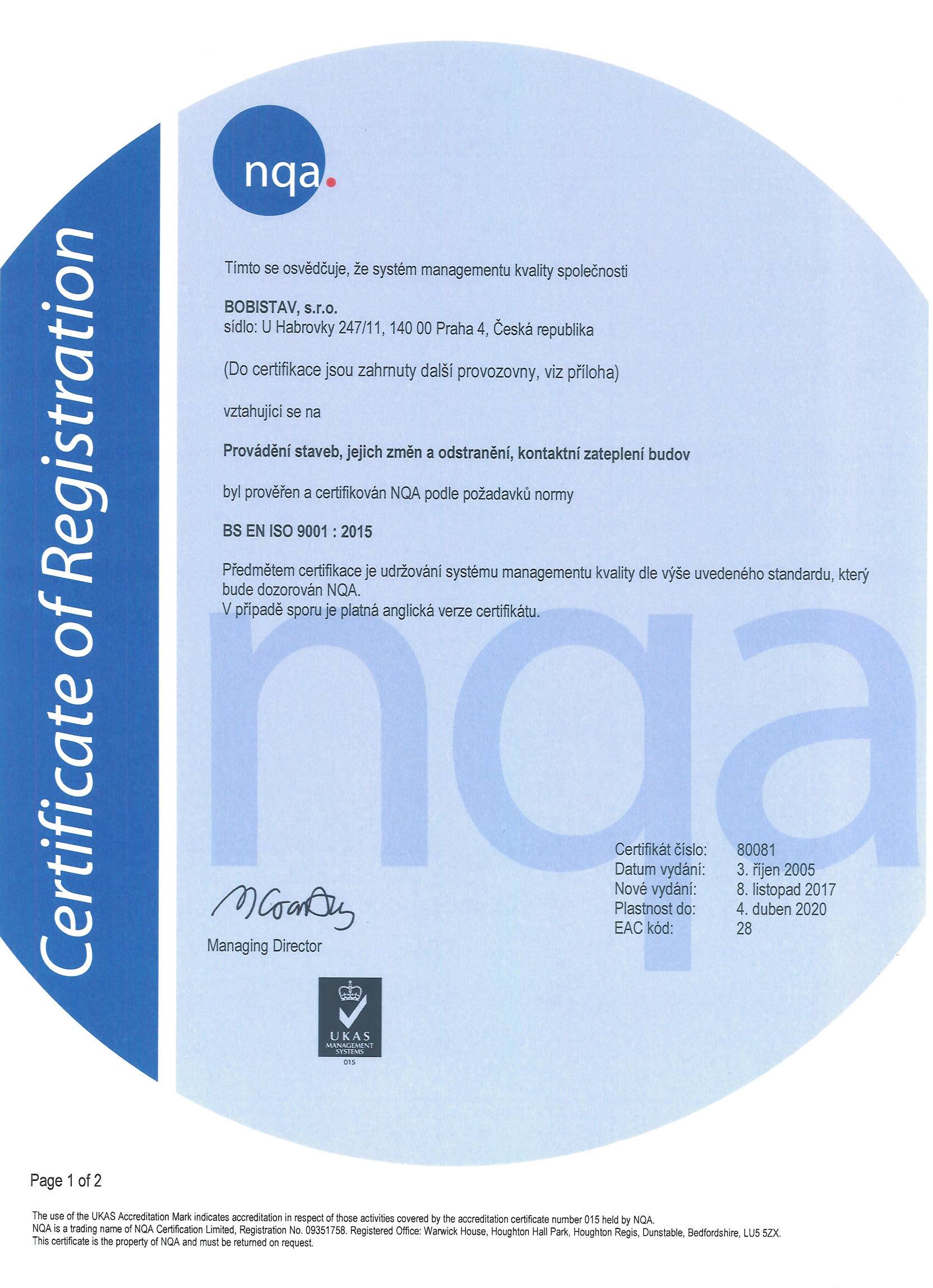 Naše certifikáty